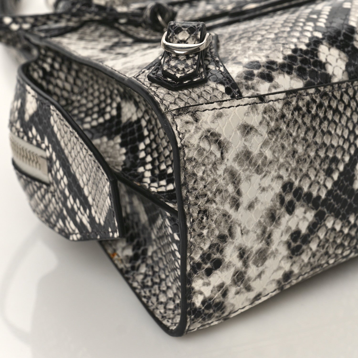 Balenciaga Grained Calfskin Snake Effect Neo Classic Silver Hardware Mini City Black White 8 of 9