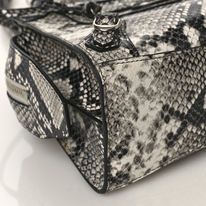 Balenciaga Grained Calfskin Snake Effect Neo Classic Silver Hardware Mini City Black White 8 of 9
