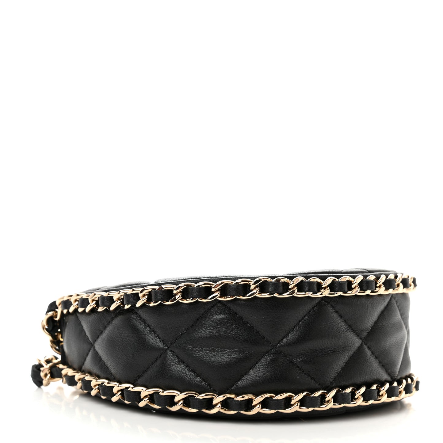 Lambskin Quilted Mini Chain Around Hobo Black