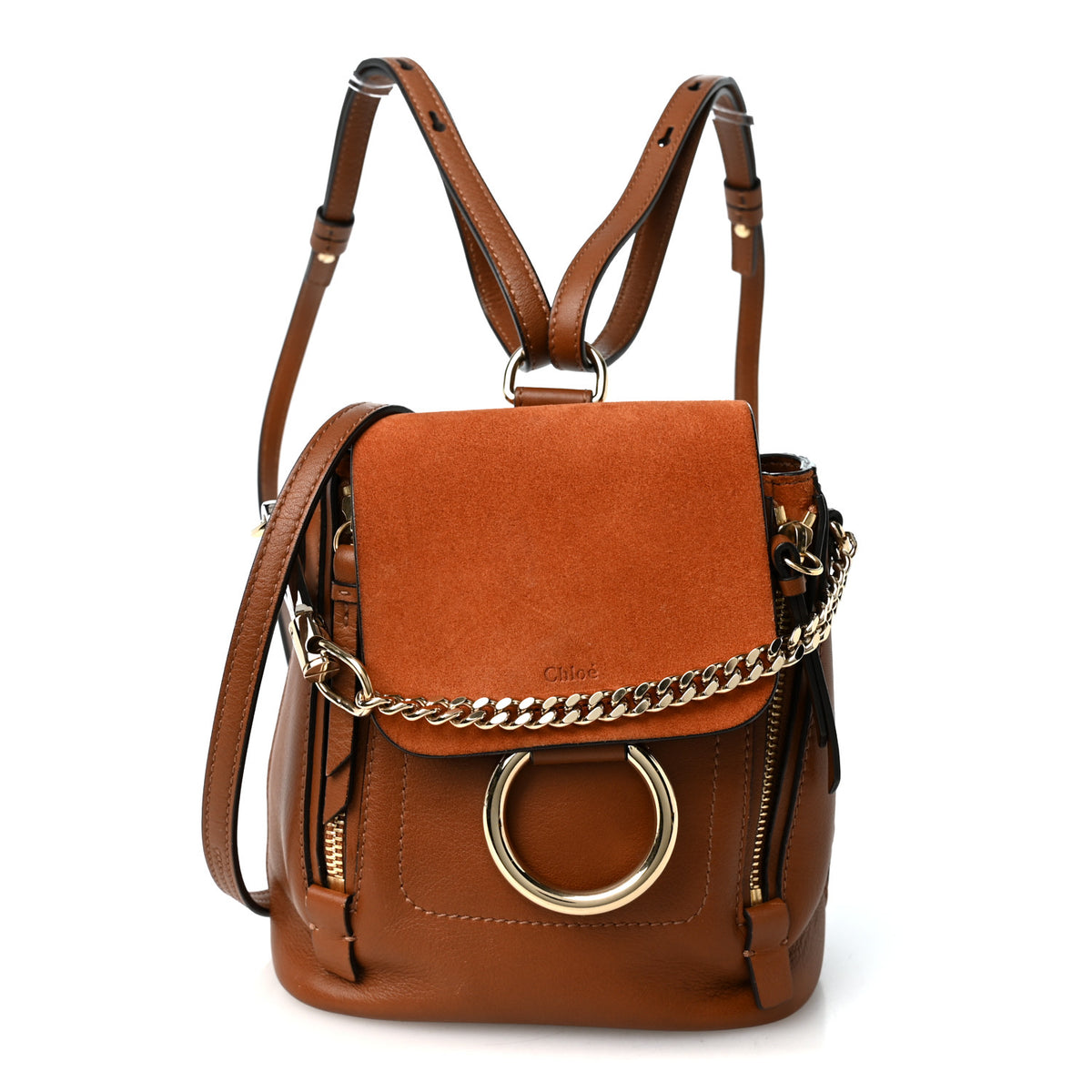 Chloe Suede Calfskin Mini Faye Backpack Tan 1 of 11