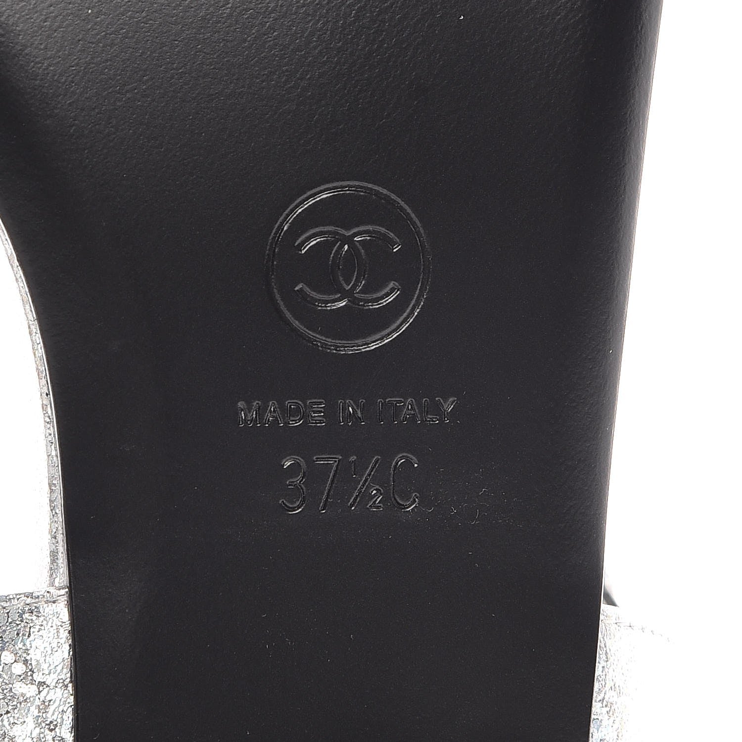 Chanel Fantasy Lambskin CC Chain Thong Sandals 37.5 Silver Black 6 of 9