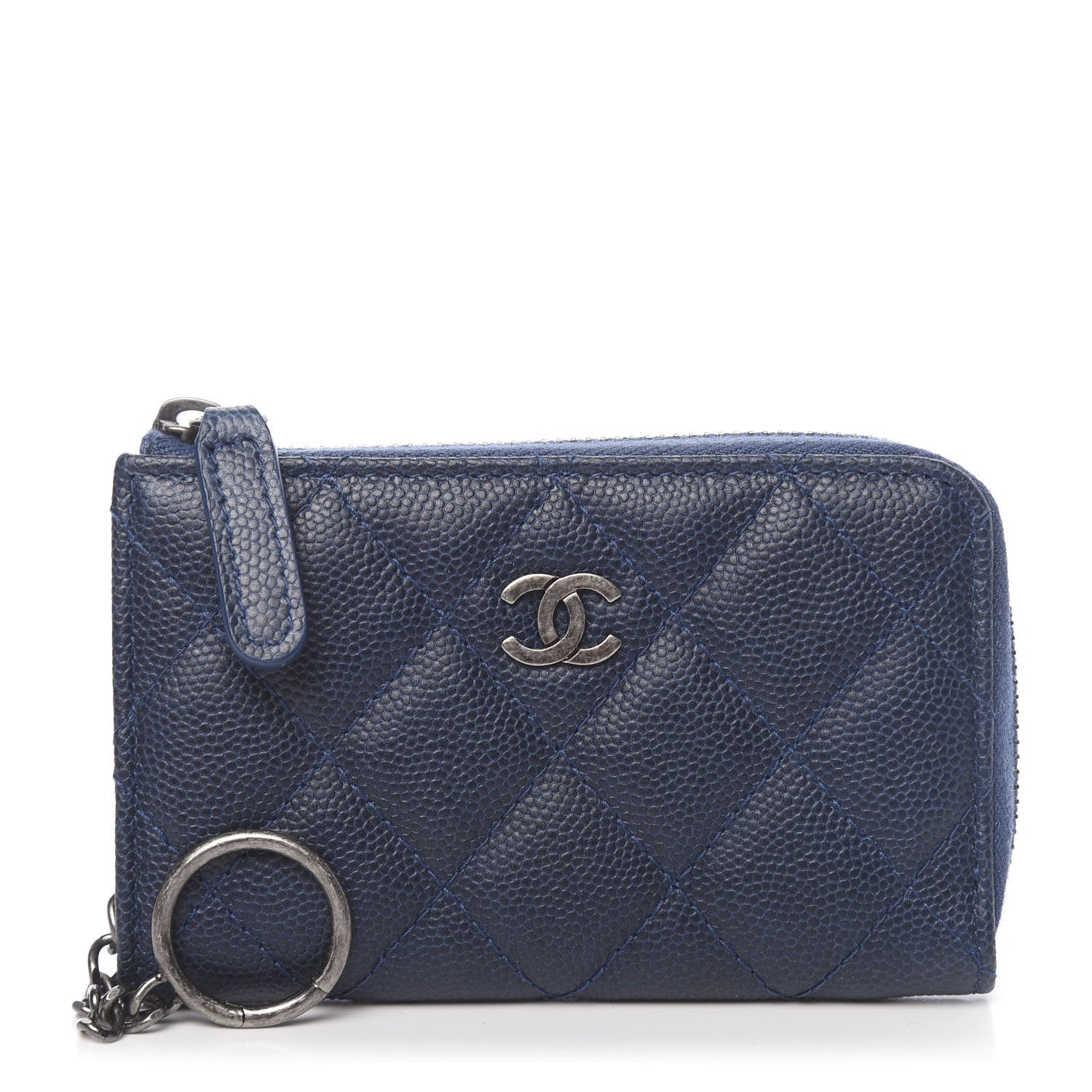 Chanel Caviar Quilted Key Holder Case Navy 1 of 7
