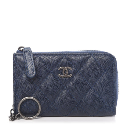 Chanel Caviar Quilted Key Holder Case Navy 1 of 7
