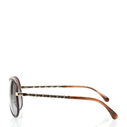 Chanel Metal Polarized Pilot Winter Sunglasses 4219-Q Brown 3 of 9