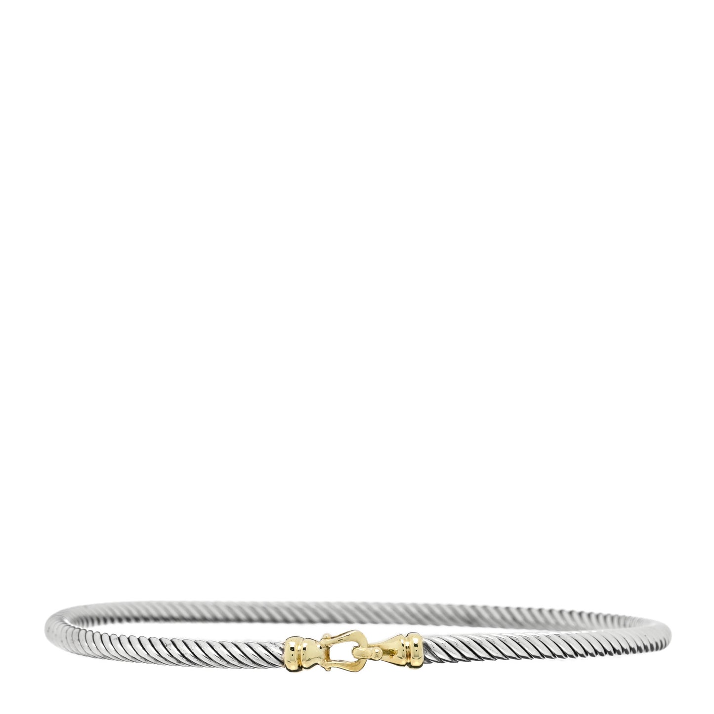 Sterling Silver 18K Yellow Gold 3mm Cable Buckle Bracelet