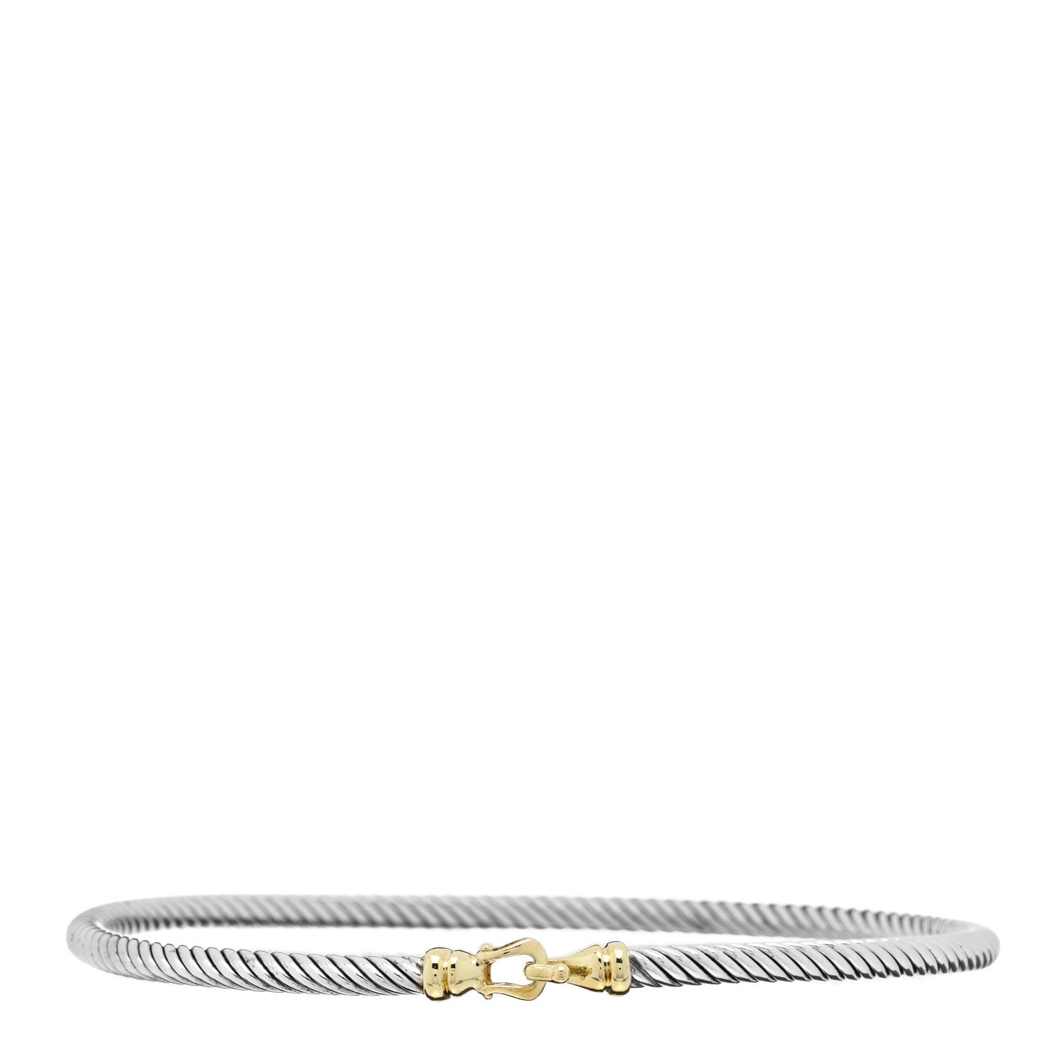 David Yurman Sterling Silver 18K Yellow Gold 3mm Cable Buckle Bracelet 1 of 4