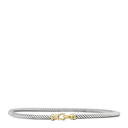 David Yurman Sterling Silver 18K Yellow Gold 3mm Cable Buckle Bracelet 1 of 4