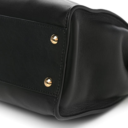 Fendi Vitello Seta Shiny Nappa Medium Peekaboo Iconic Satchel Black 10 of 18