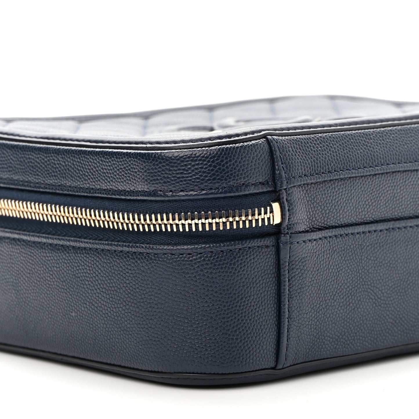 Caviar Quilted Medium CC Filigree Vanity Case Navy