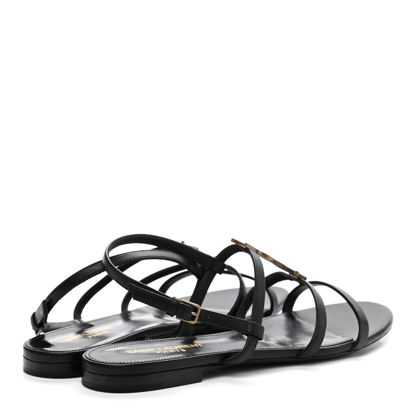 Patent Calfskin Cassandra Monogram Sandals 39 Black