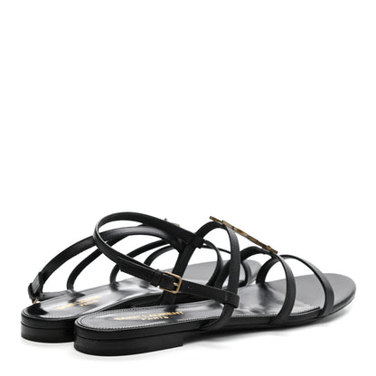 Saint Laurent Patent Calfskin Cassandra Monogram Sandals 39 Black 4 of 11