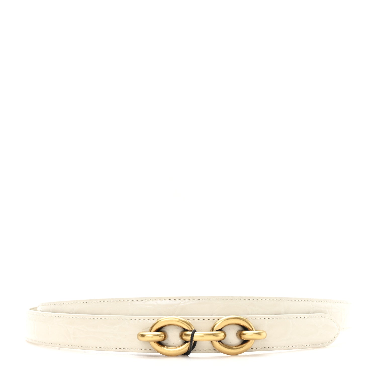 Saint Laurent Calfskin Crocodile Embossed Maillon Belt 90 36 Crema Soft 1 of 5