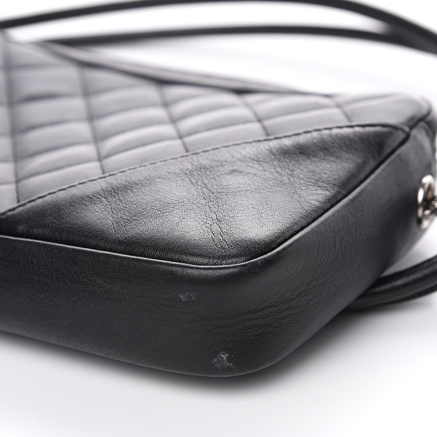 Calfskin Quilted Cambon Pochette Black White