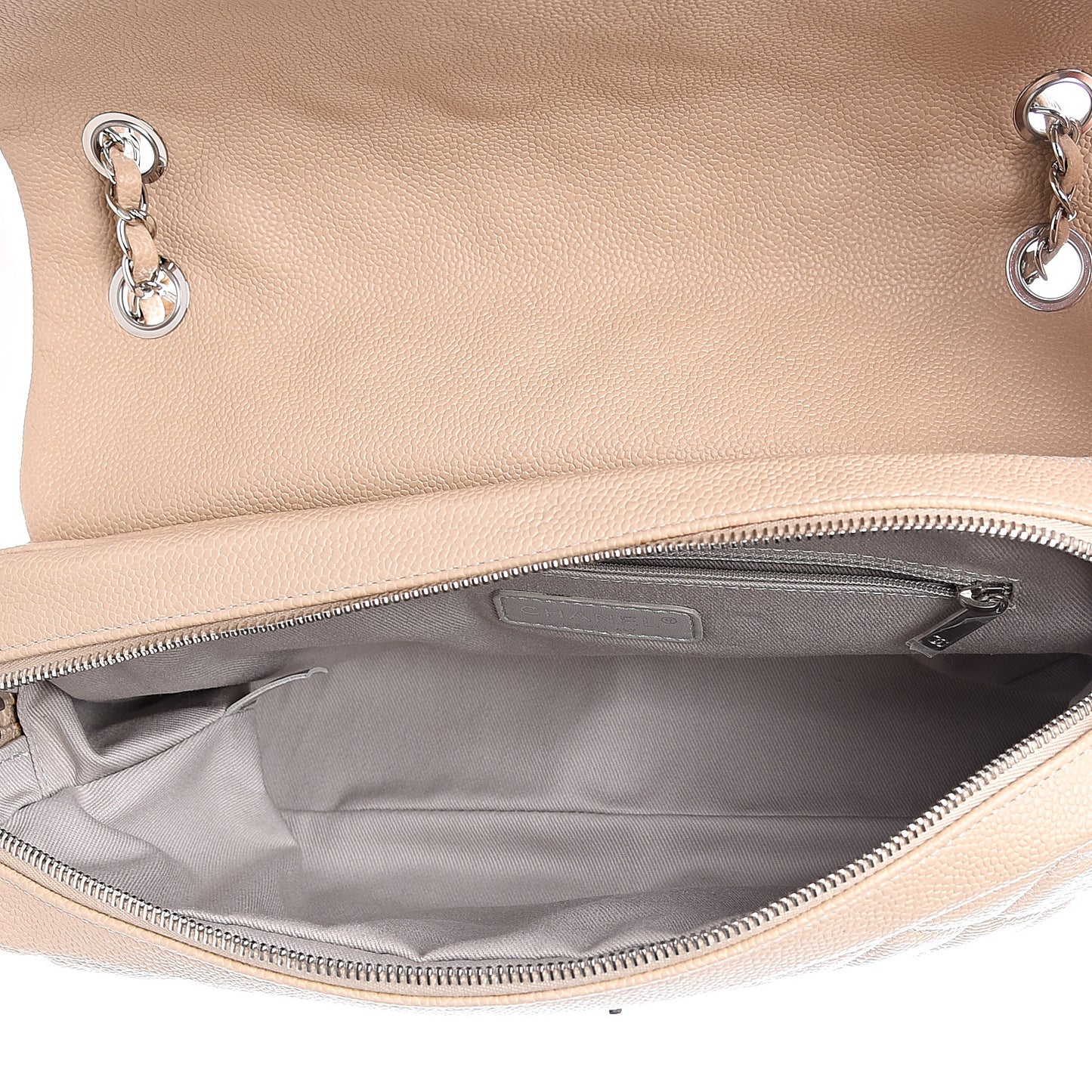 Caviar Quilted Jumbo Easy Flap Beige