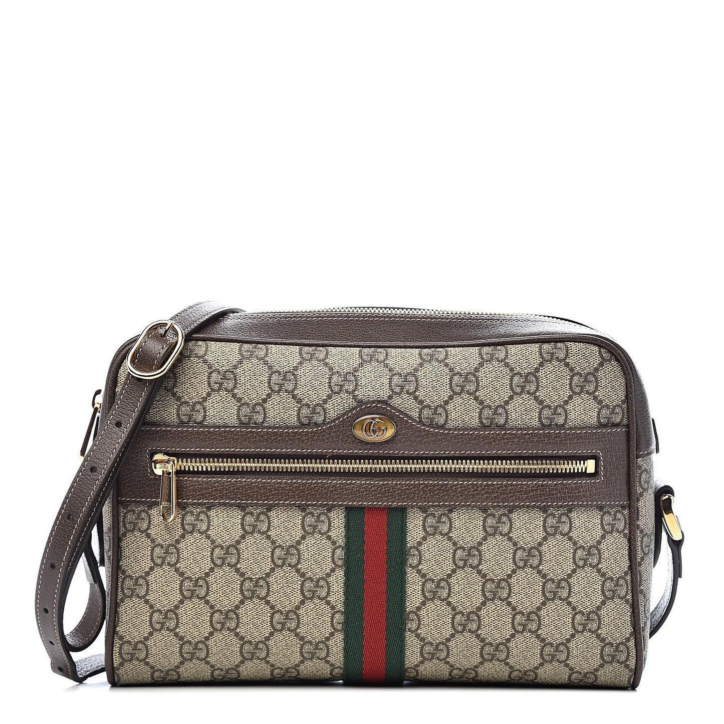 GG Supreme Monogram Web Small Ophidia Shoulder Bag Brown