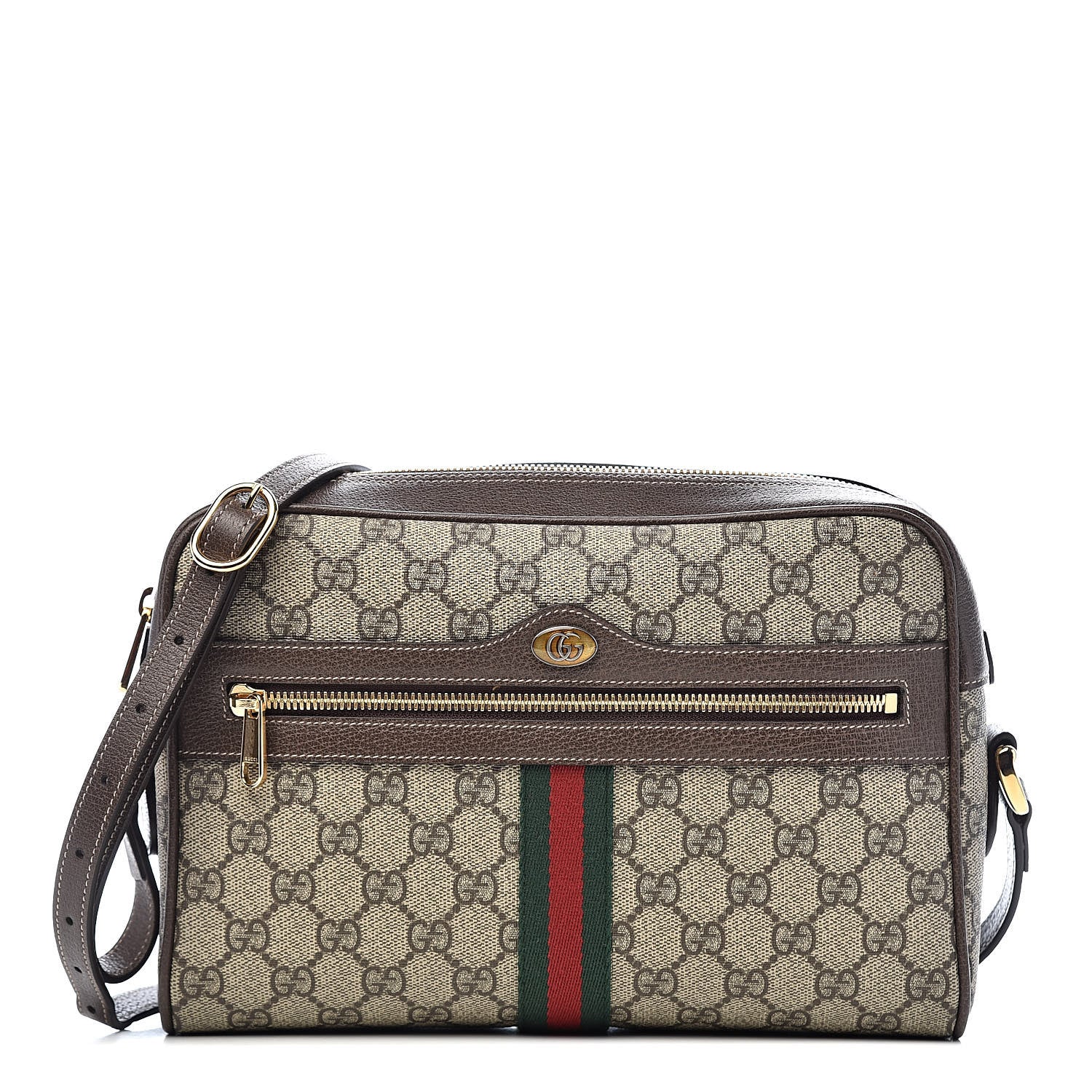 Gucci GG Supreme Monogram Web Small Ophidia Shoulder Bag Brown 1 of 11