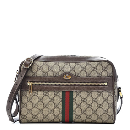 Gucci GG Supreme Monogram Web Small Ophidia Shoulder Bag Brown 1 of 11