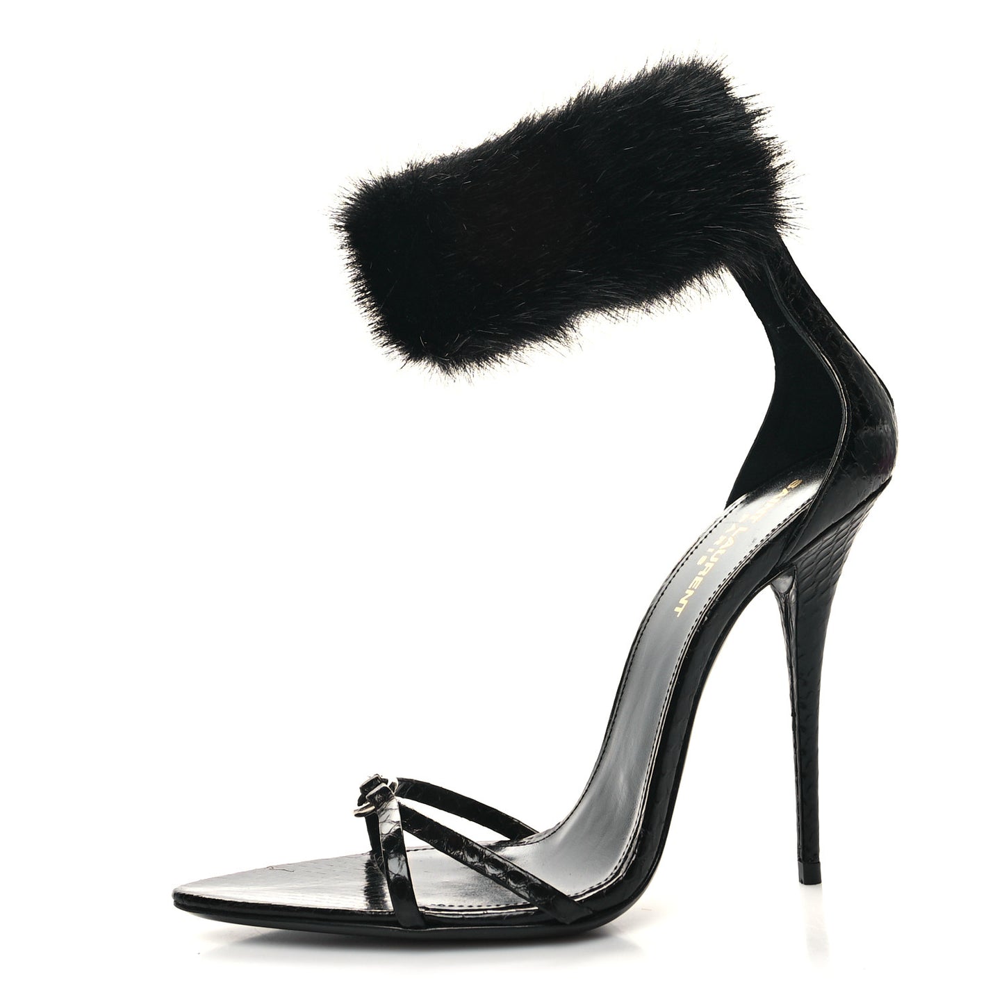 Ayers Faux Furl Gippy 110 Sandals 38.5 Black
