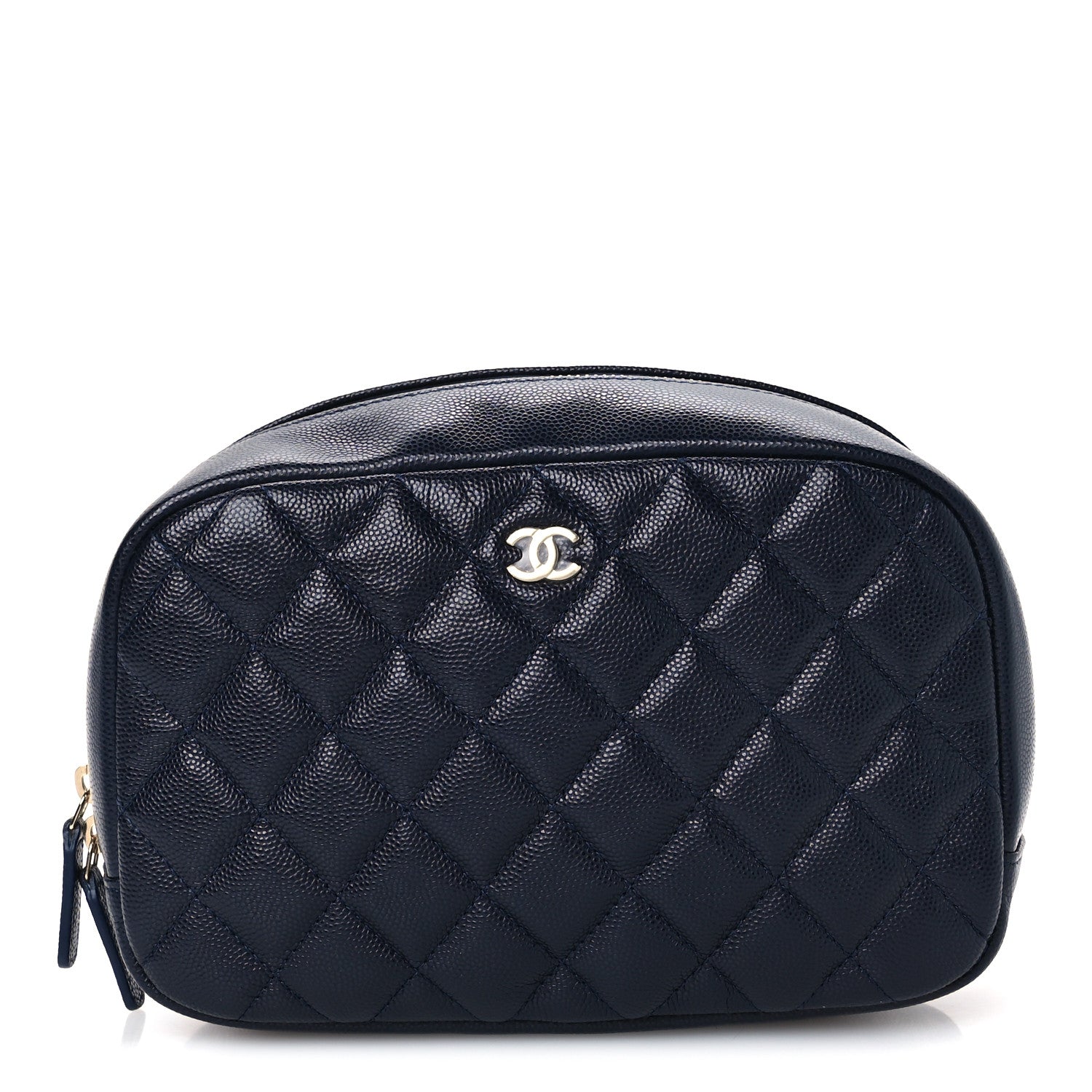 Chanel Caviar Quilted Medium Curvy Pouch Cosmetic Case Navy 1 of 8