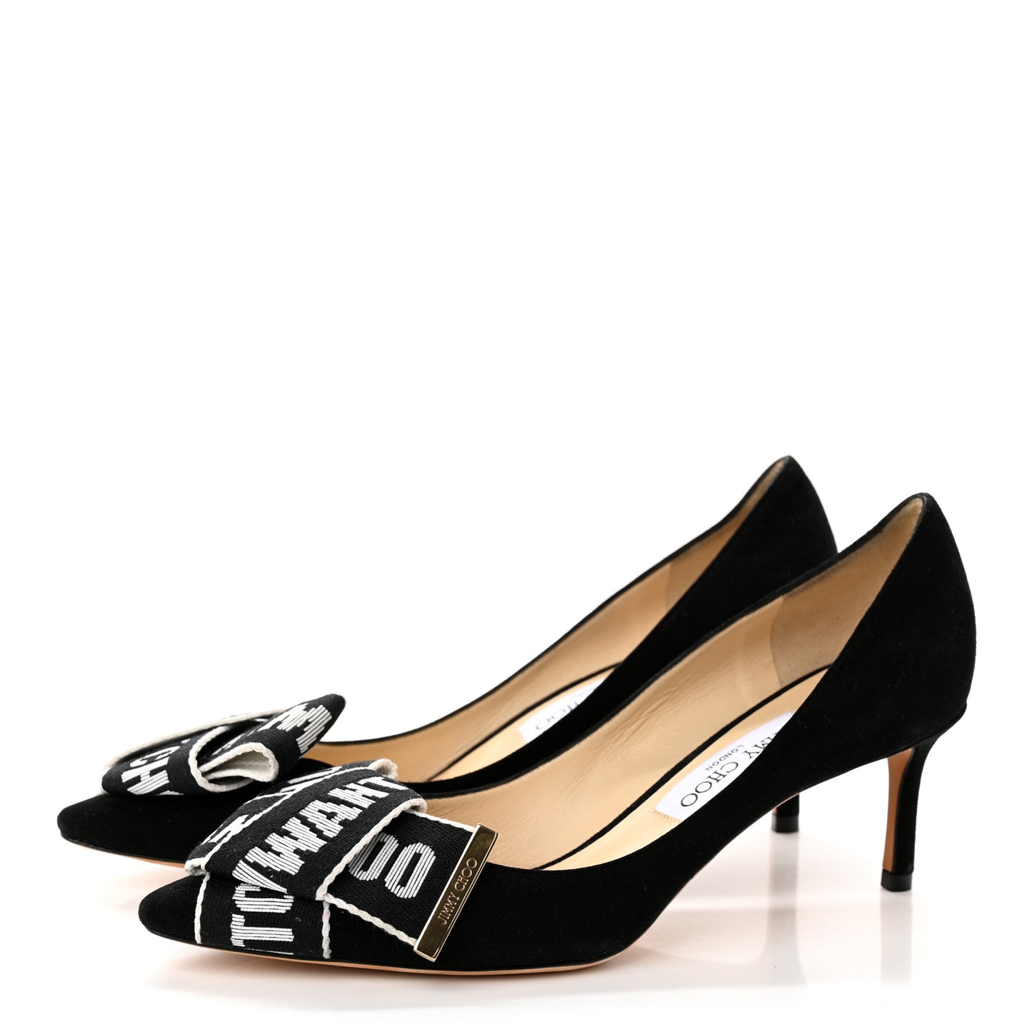 Suede Logo Bow Tegan 60 Pumps 39 Black Chalk