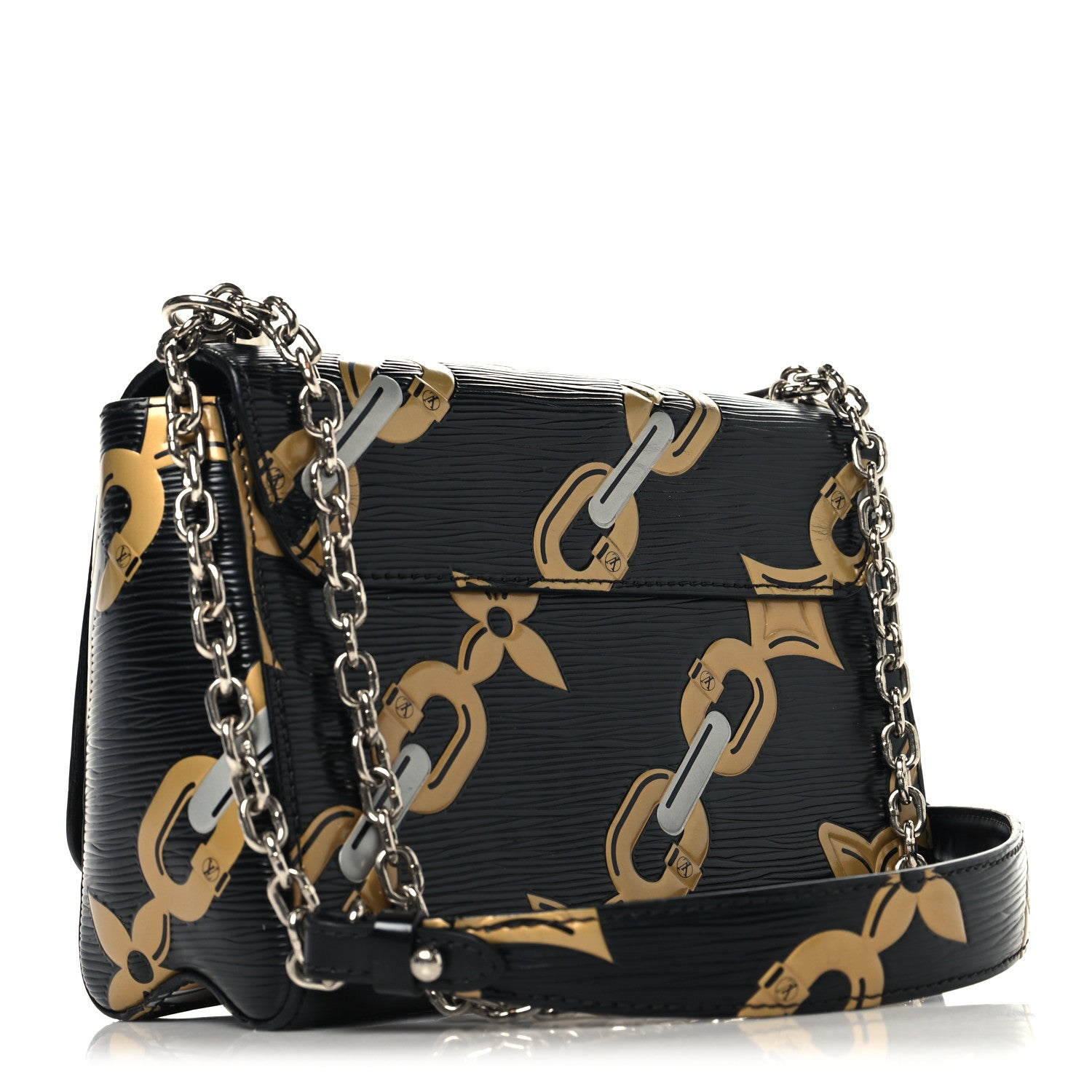 Louis Vuitton Epi Chain Flower Twist Shoulder Bag MM Black 3 of 13