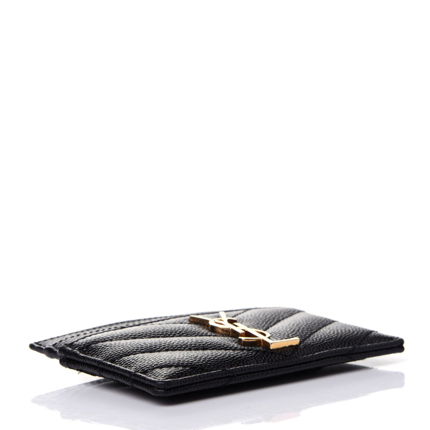 Grain De Poudre Matelasse Chevron Monogram Credit Card Case Black