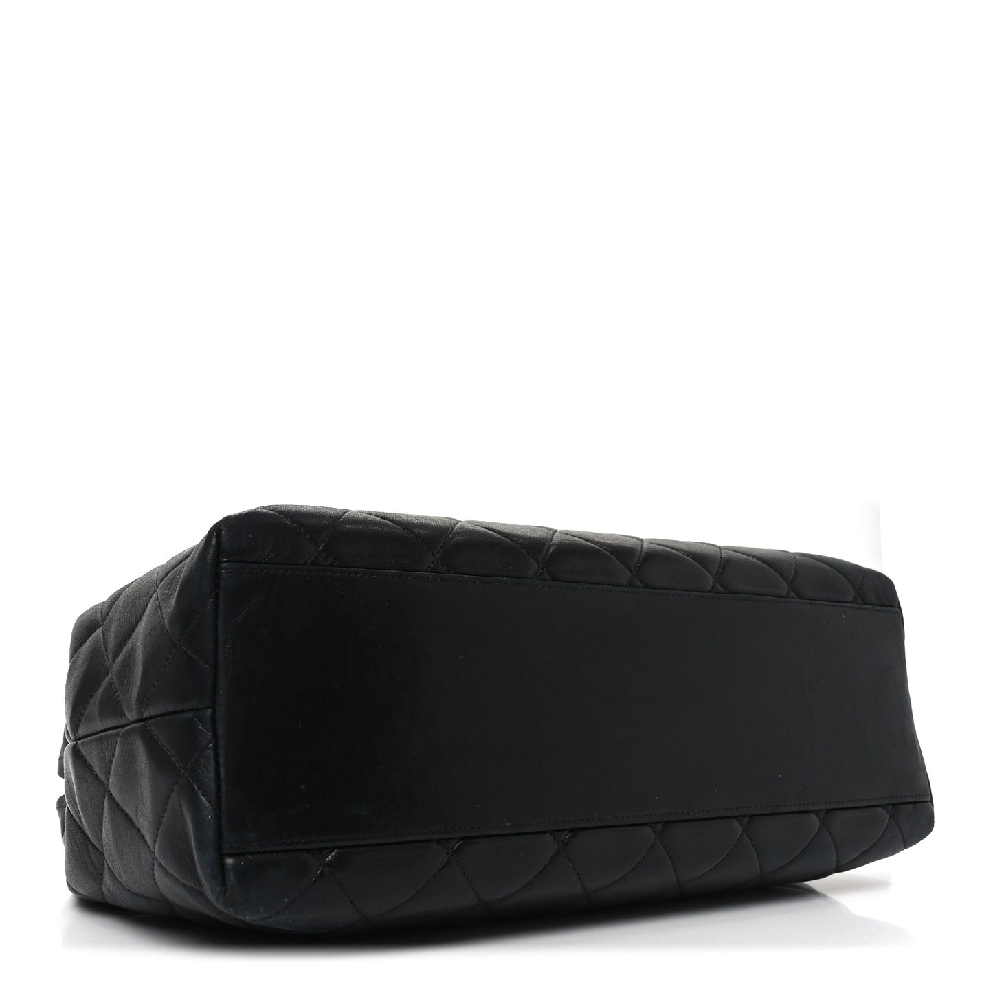 Lambskin Quilted Small Shopping Tote Black
