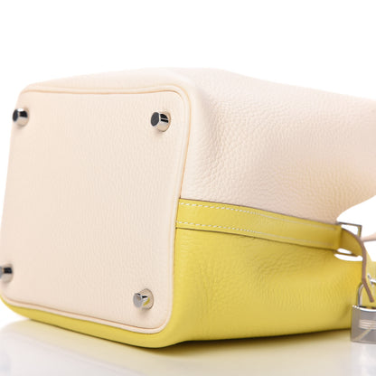 Hermes Taurillon Clemence Casaque Picotin Lock 18 PM Lime Nata 7 of 10