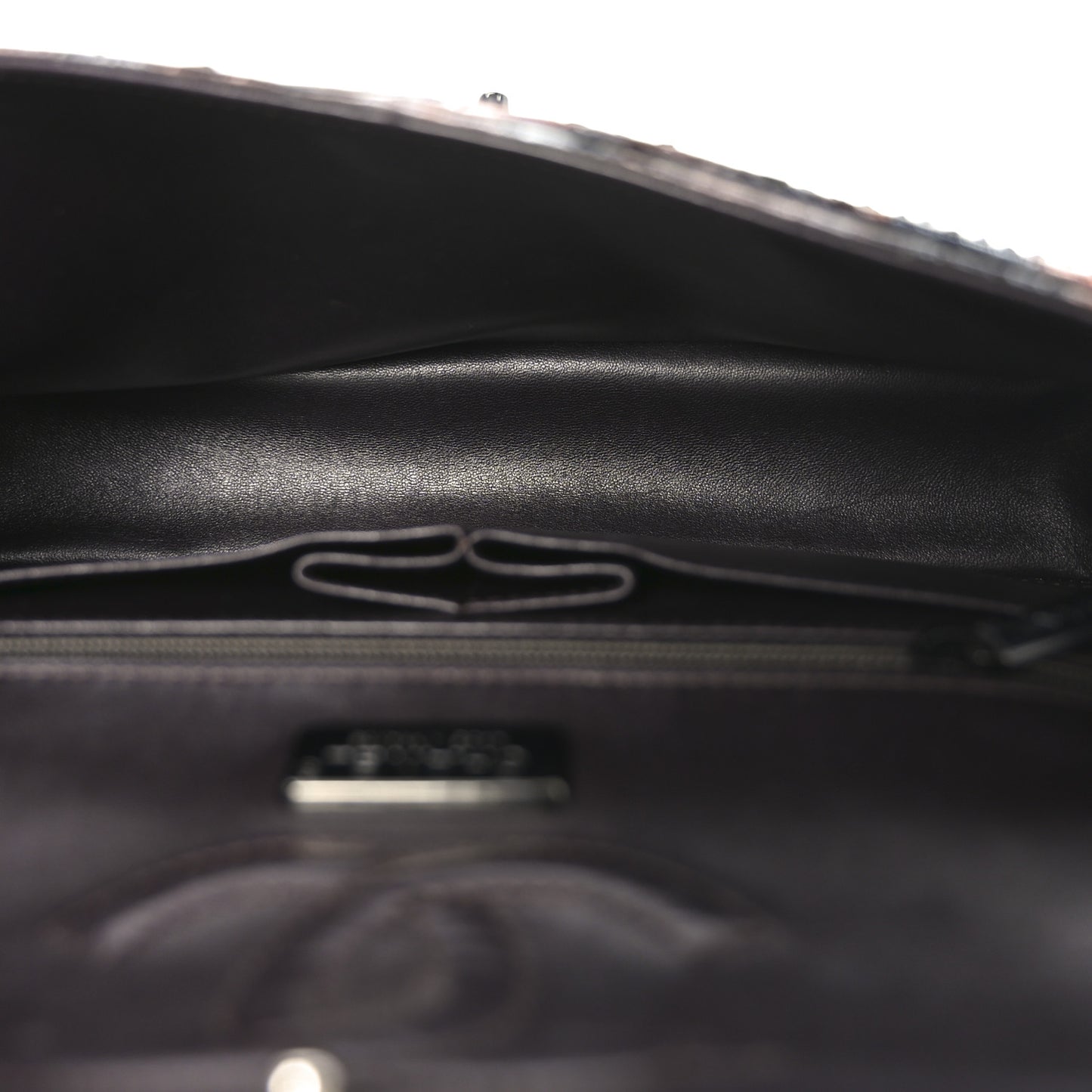 Metallic Snakeskin Medium Double Flap Black Grey Brown