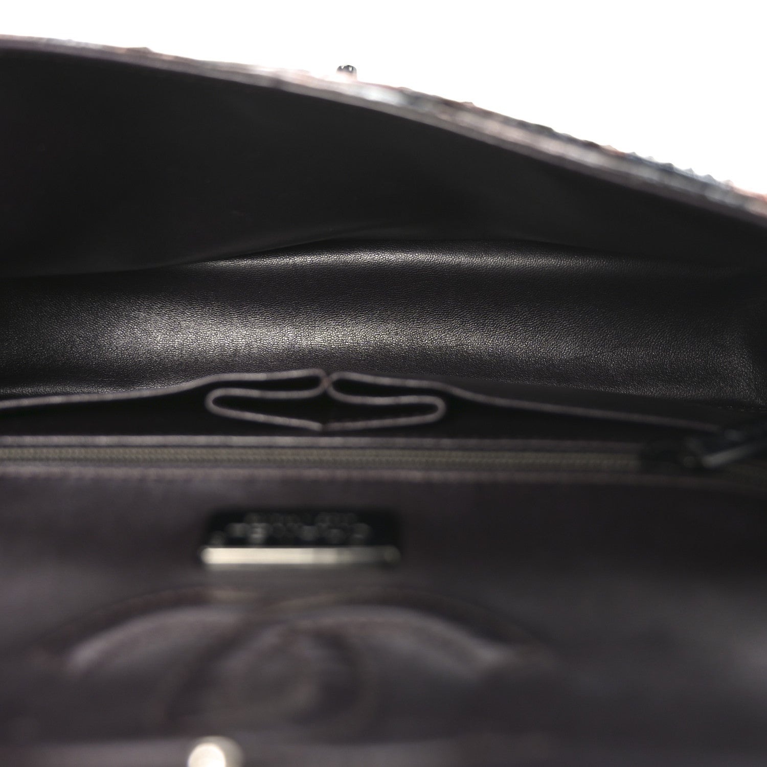 Chanel Metallic Snakeskin Medium Double Flap Black Grey Brown 4 of 10