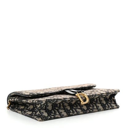 Christian Dior Oblique Saddle Chain Pouch Blue 4 of 12