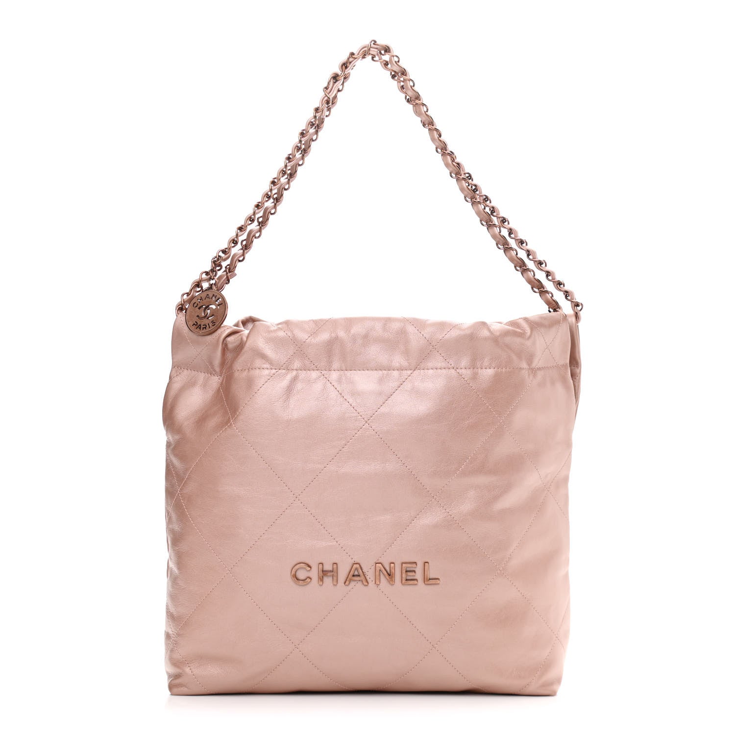 Chanel Metallic Calfskin Quilted Small Chanel 22 Pink 3 of 11