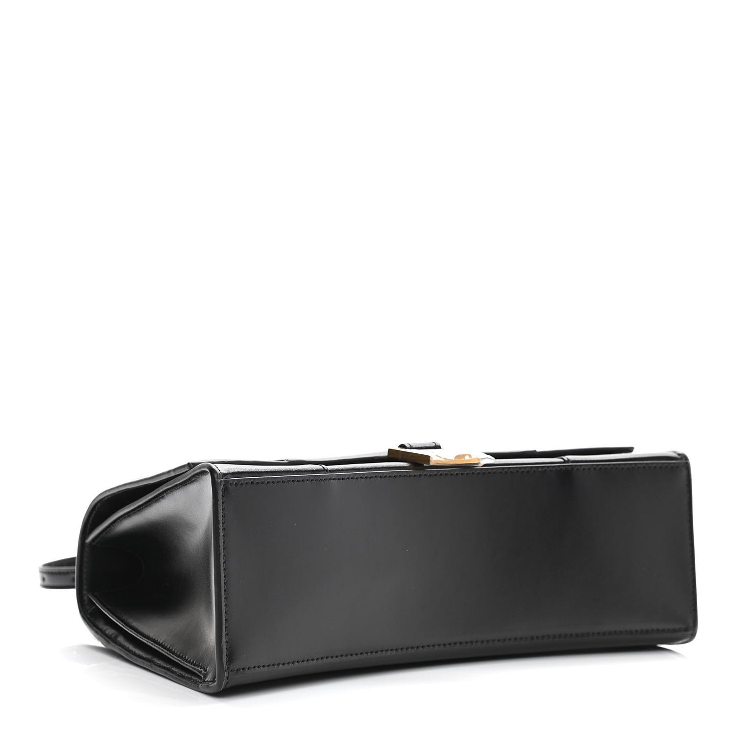 Shiny Box Calfskin Medium Hourglass Top Handle Bag Black
