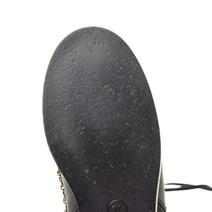 Chanel Calfskin Chain Lace Up Boots 38.5 Black 10 of 12