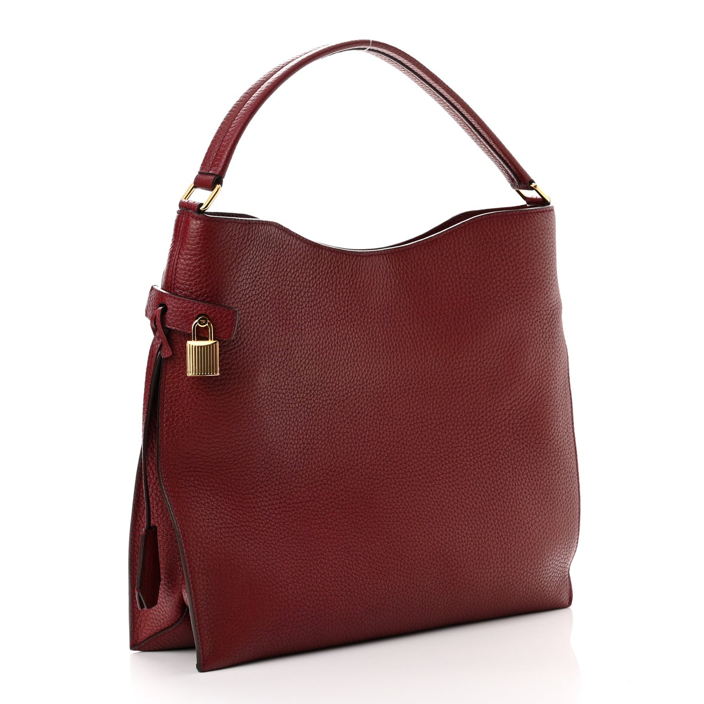 Pebbled Calfskin Small Alix Padlock Zip Hobo Bag Red Garnet
