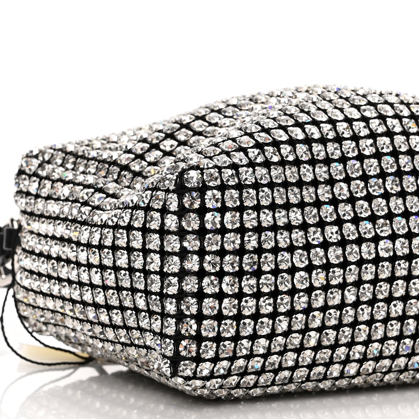 Mesh Crystal Rhinestone Mini Heiress Pouch Black Silver