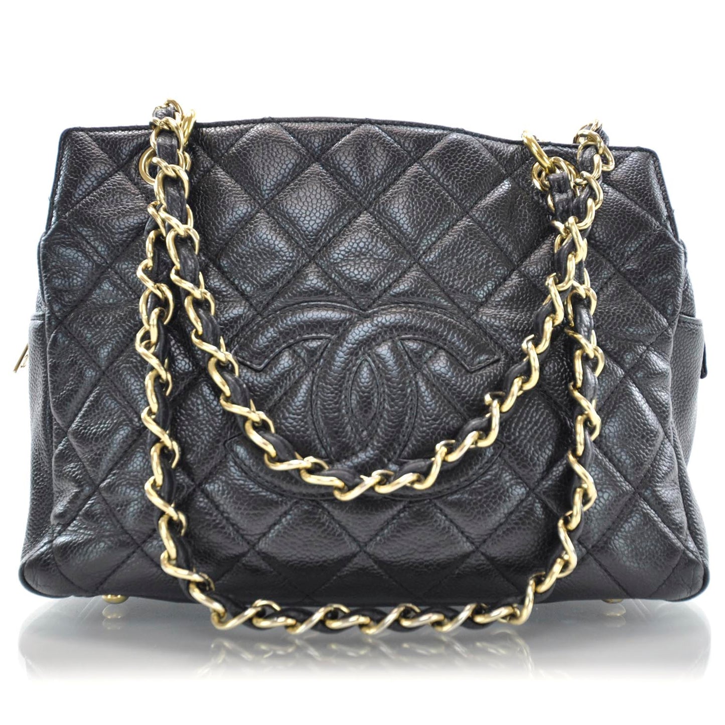 Caviar Quilted Petit Timeless Tote PTT Black