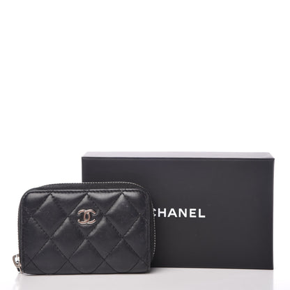 Chanel Lambskin Quilted Zip Coin Purse Black 9 of 9