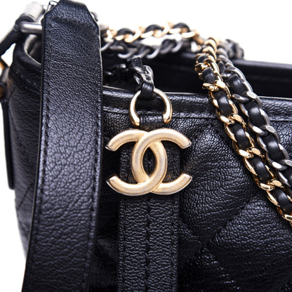 Chanel Patent Goatskin Quilted Medium Gabrielle Hobo Black 13 of 14