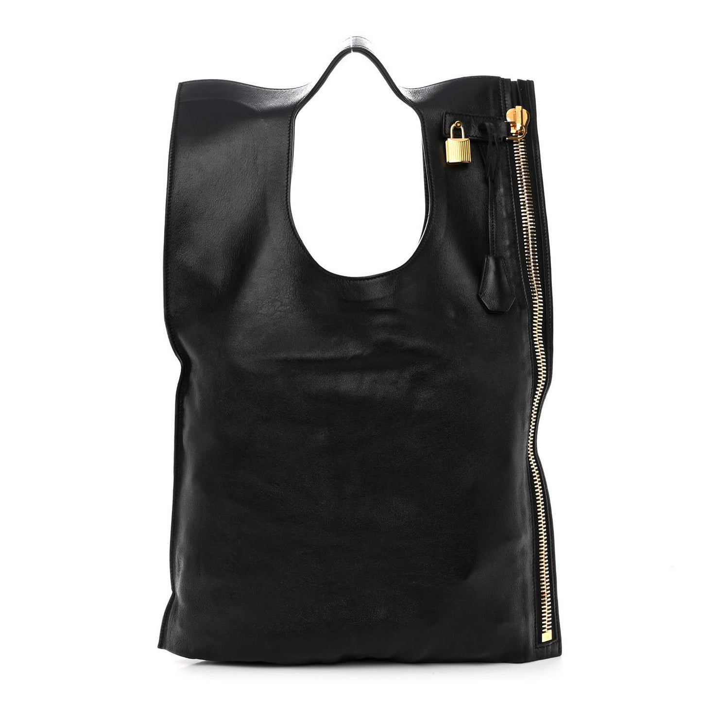 Ramskin Large Alix Padlock Zip Shoulder Bag Black