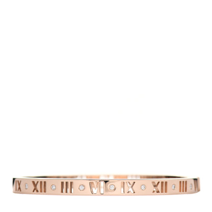 Tiffany 18K Rose Gold Diamond Atlas Pierced Hinged Bangle Bracelet 1 of 5
