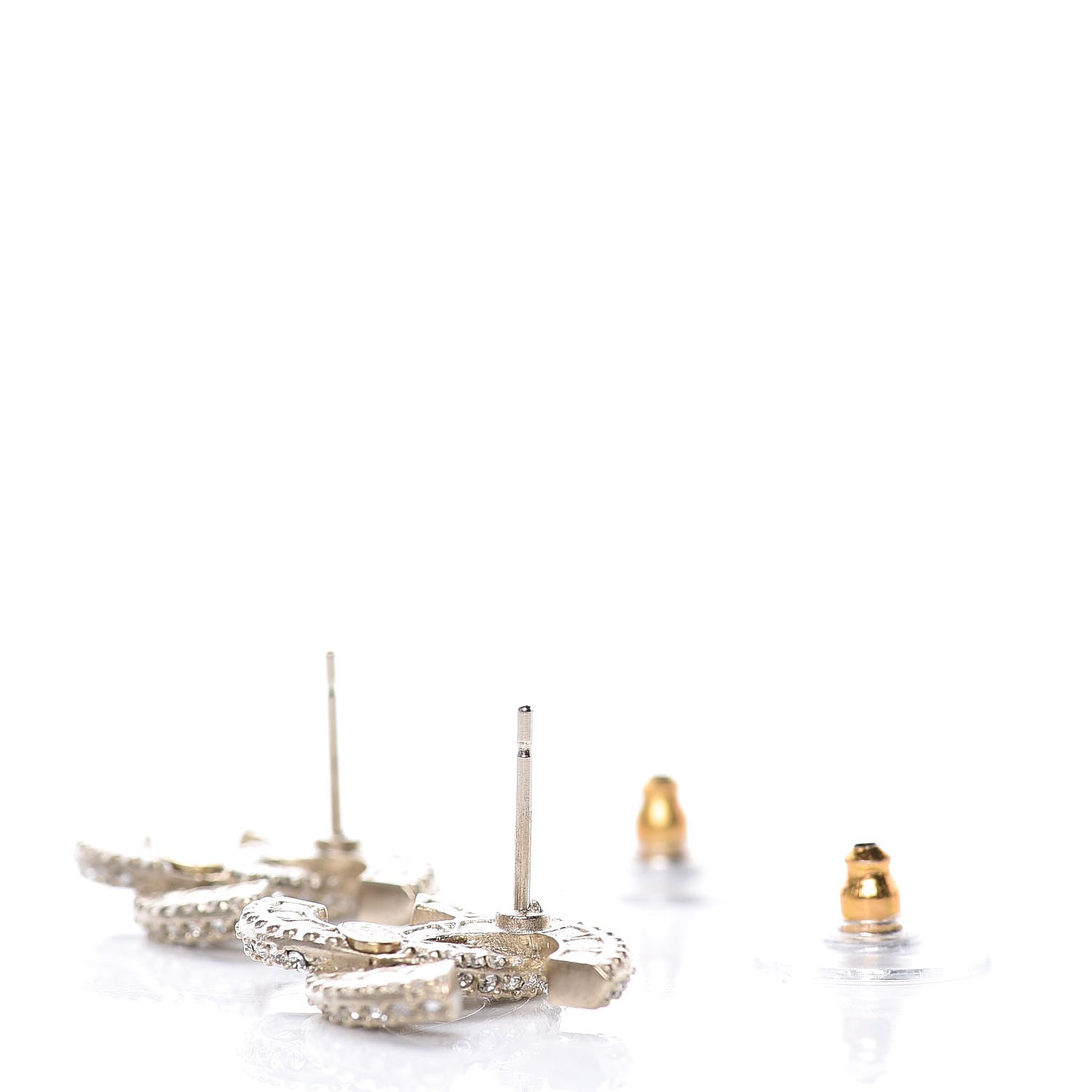 Chanel Crystal CC Earrings Light Gold 4 of 5