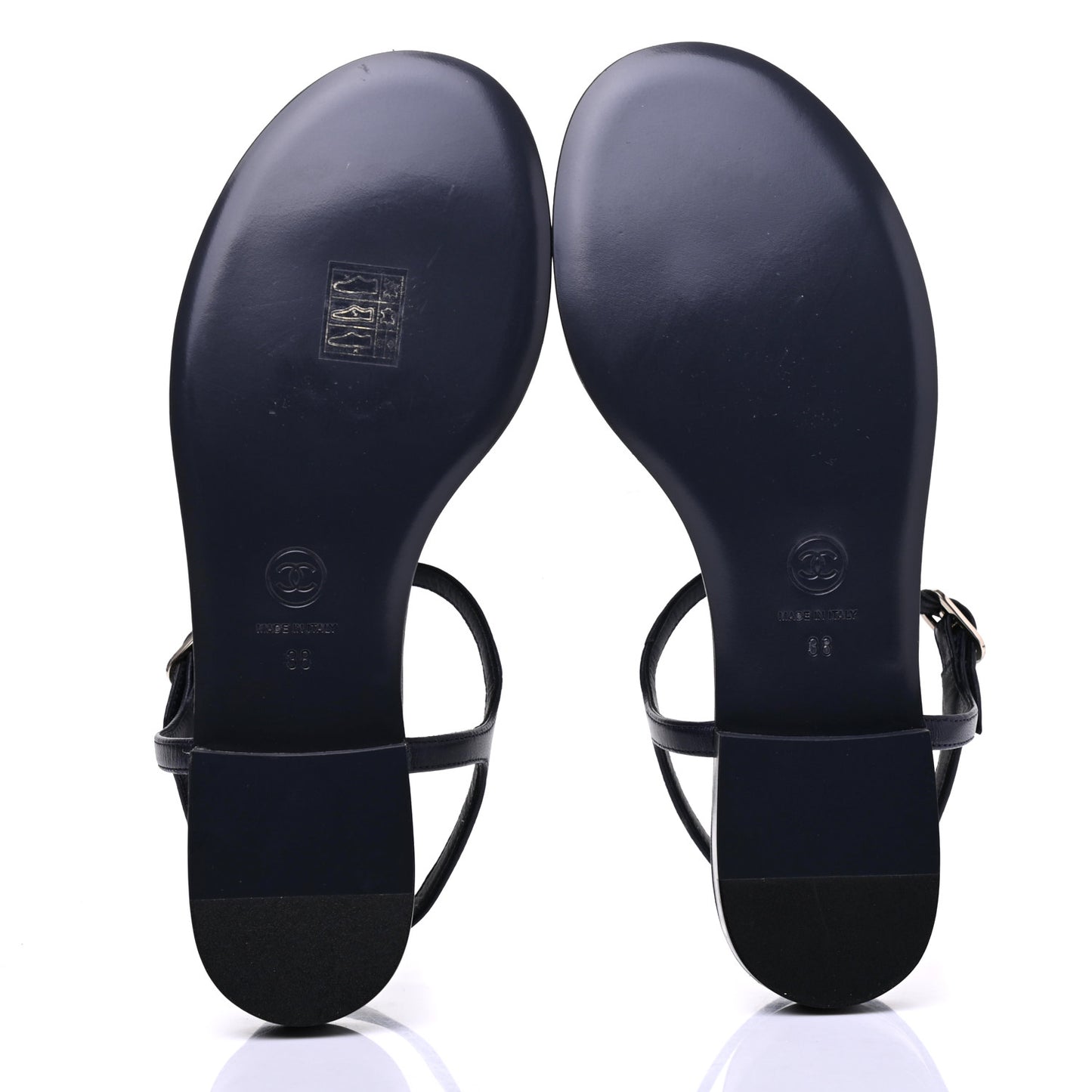 Lambskin Crystal CC Thong Sandals 38 Navy