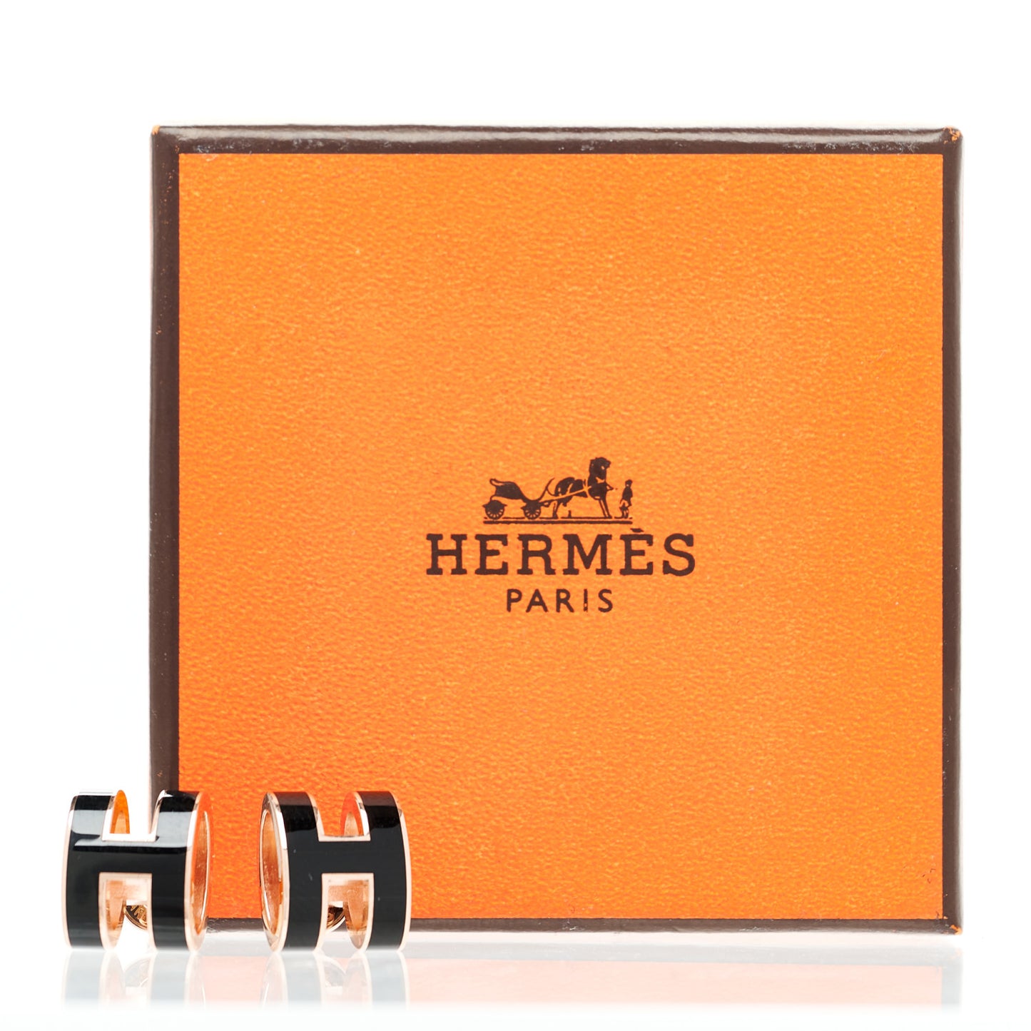 Rose Gold Lacquered Pop H Earrings Black