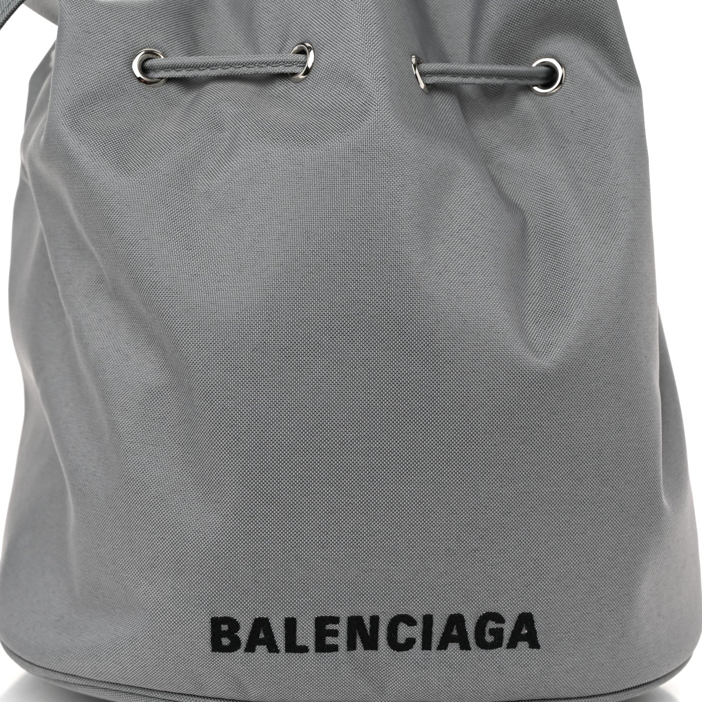Nylon Wheel Logo Bucket Bag XS Gris Cendre