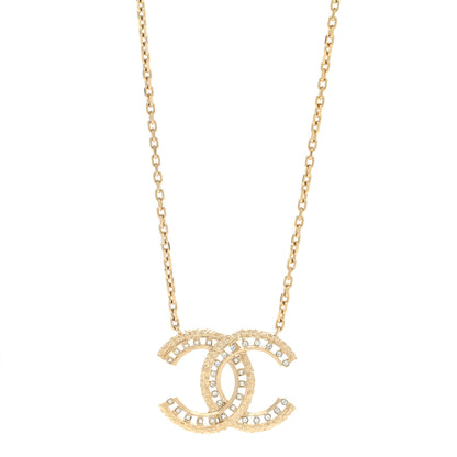 Chanel Crystal Textured CC Necklace Gold 1 of 6