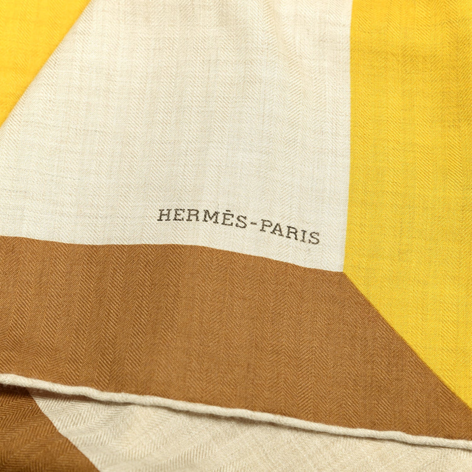Hermes Cashmere Silk Encadre H Passant Giant Scarf 140 Naturel Camel Jaune 2 of 3