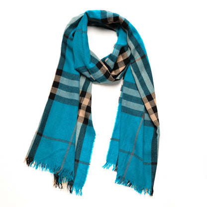 Burberry Giant Check Fringe Scarf Blue 1 of 4