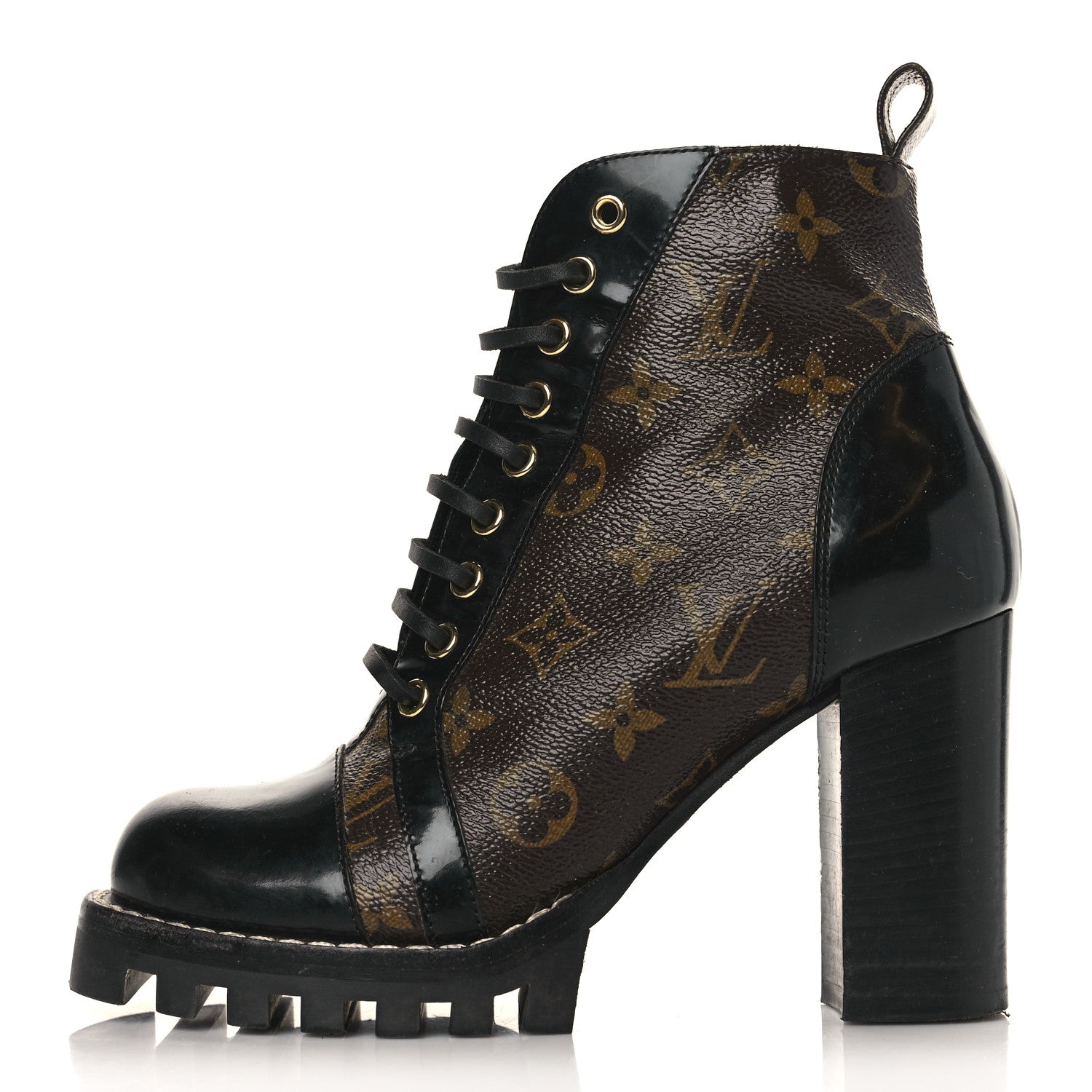 Louis Vuitton Patent Calfskin Monogram Star Trail Ankle Boots 37 Black 1 of 10