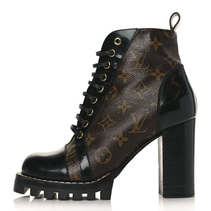 Louis Vuitton Patent Calfskin Monogram Star Trail Ankle Boots 37 Black 1 of 10